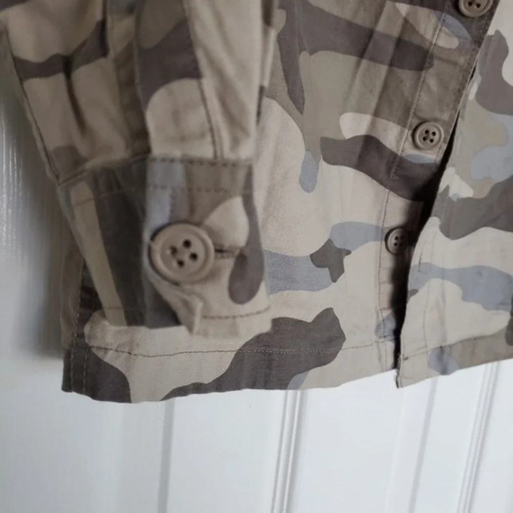 Gap‎ Kids Camo Utility Shirt Jacket Green Gray Camouflage Shirt Jacket Size M 8